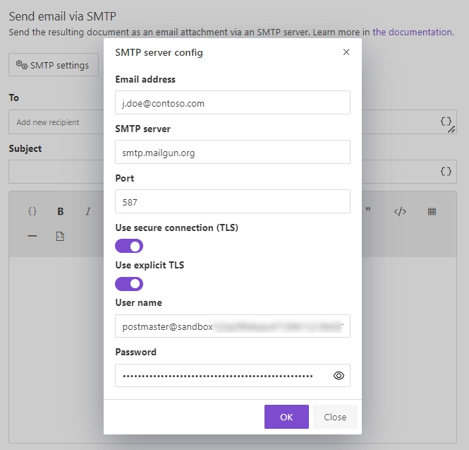 Mailgun smtp delivery settings