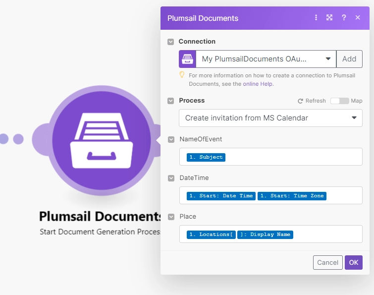 Plumsail action settings