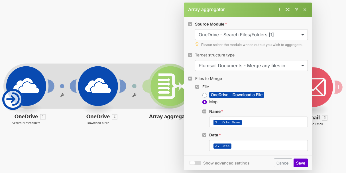Merge any files into PDF Example