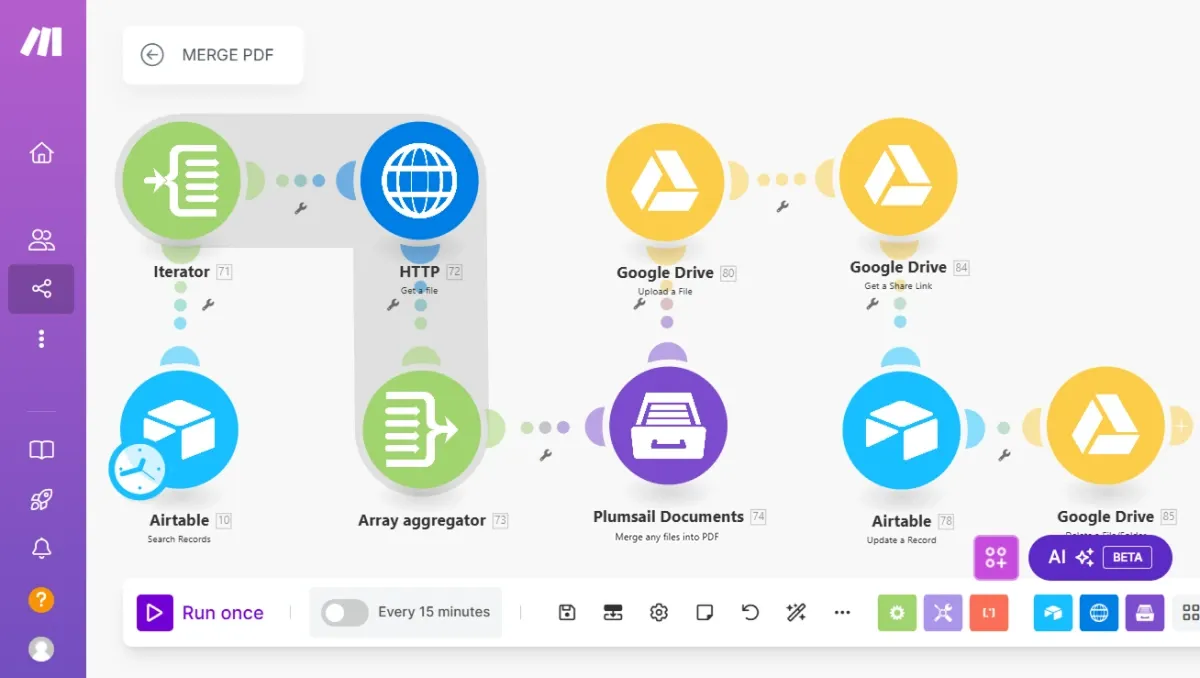 Merge Airtable attachments in Make