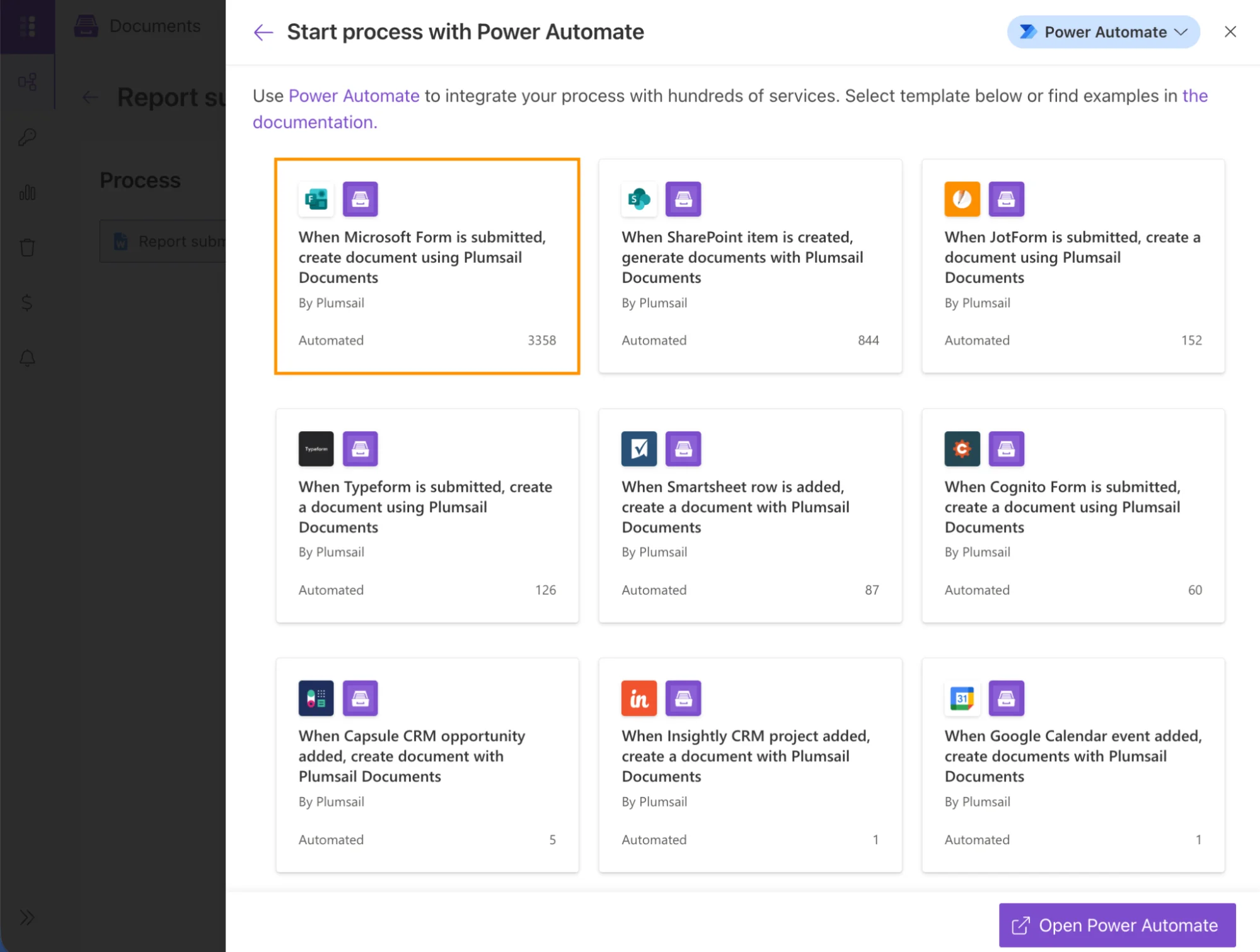 Modern engine process start process with Microsoft Forms flow trigger