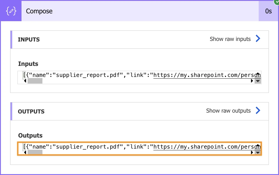 Copy Outputs from Compose Action