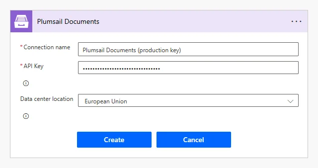 Create Plumsail Documents connection