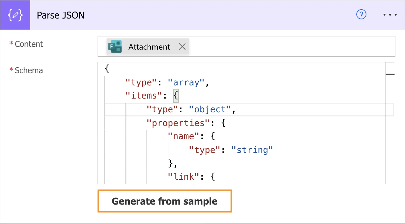 Parse JSON step in Power Automate flow