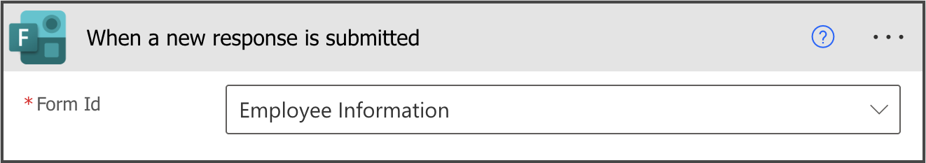 Microsoft Forms trigger configured to run when a response is submitted