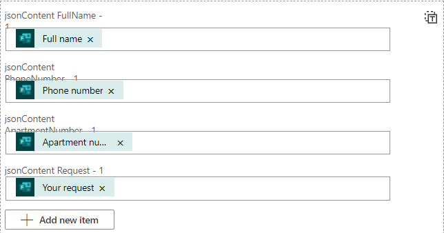 Template data in JSON format