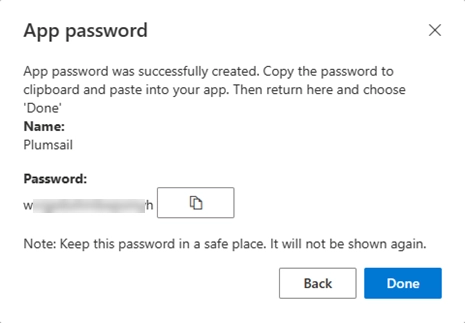 Microsoft 365 Outlook app password