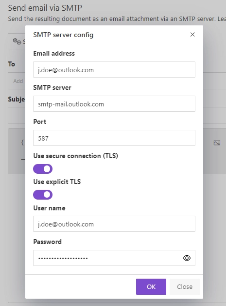 Microsoft 365 Outlook.com smtp delivery settings