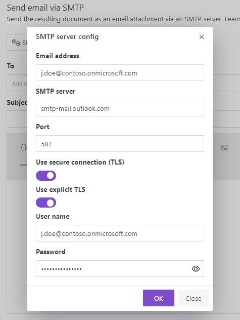 Microsoft 365 Outlook smtp delivery settings
