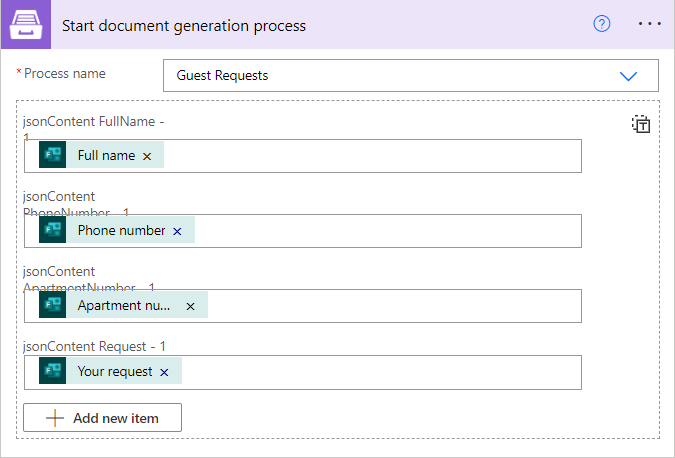 start generation documents action