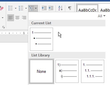 Multilevel List button