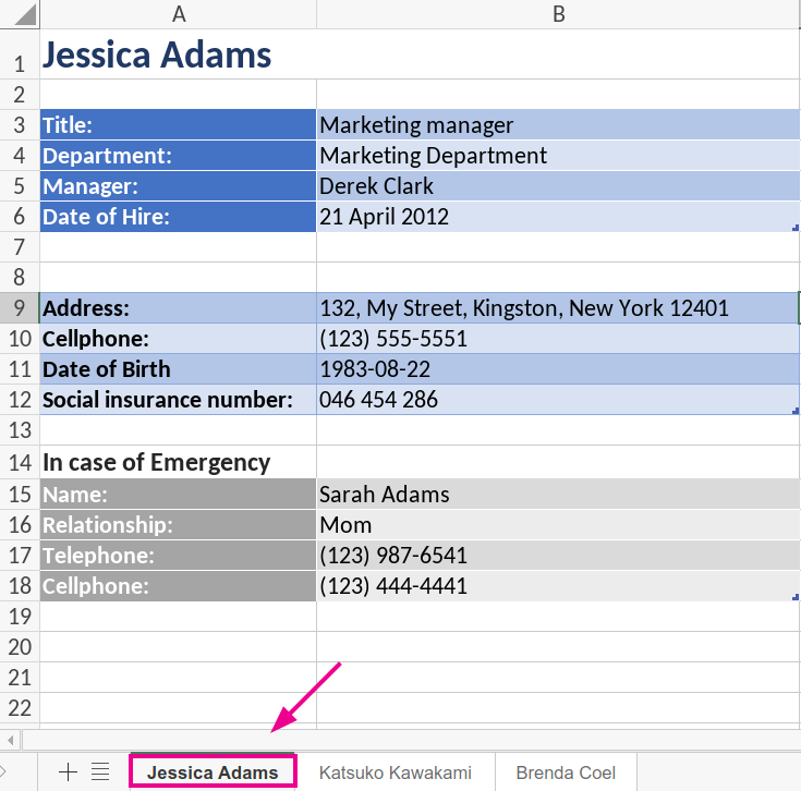 Generated Excel workbook with dynamically created worksheets