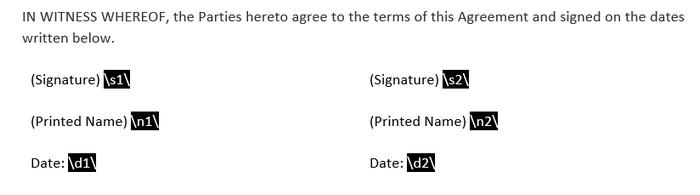 DocuSign anchor text in template