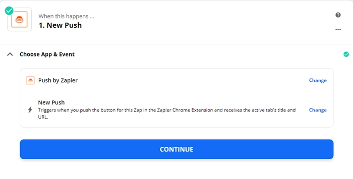 New push by Zapier trigger