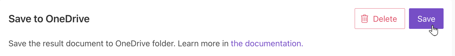 OneDrive delivery save settings