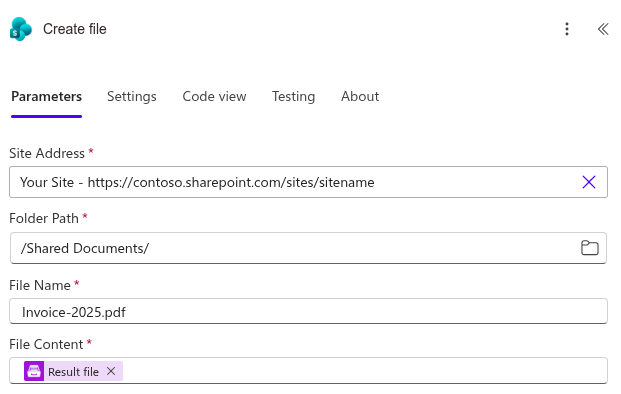 Create PDF and store