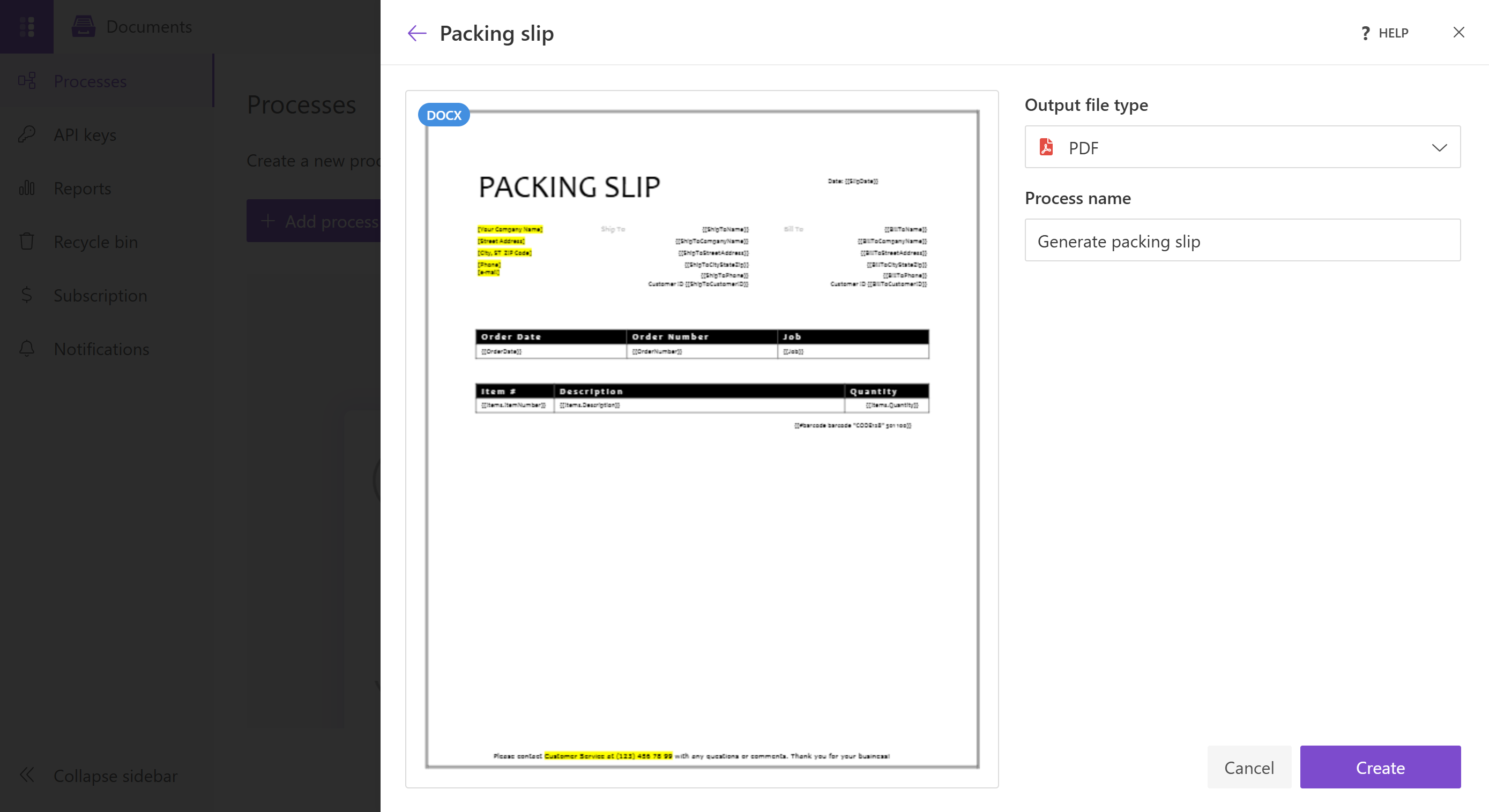 Name and edit yur process