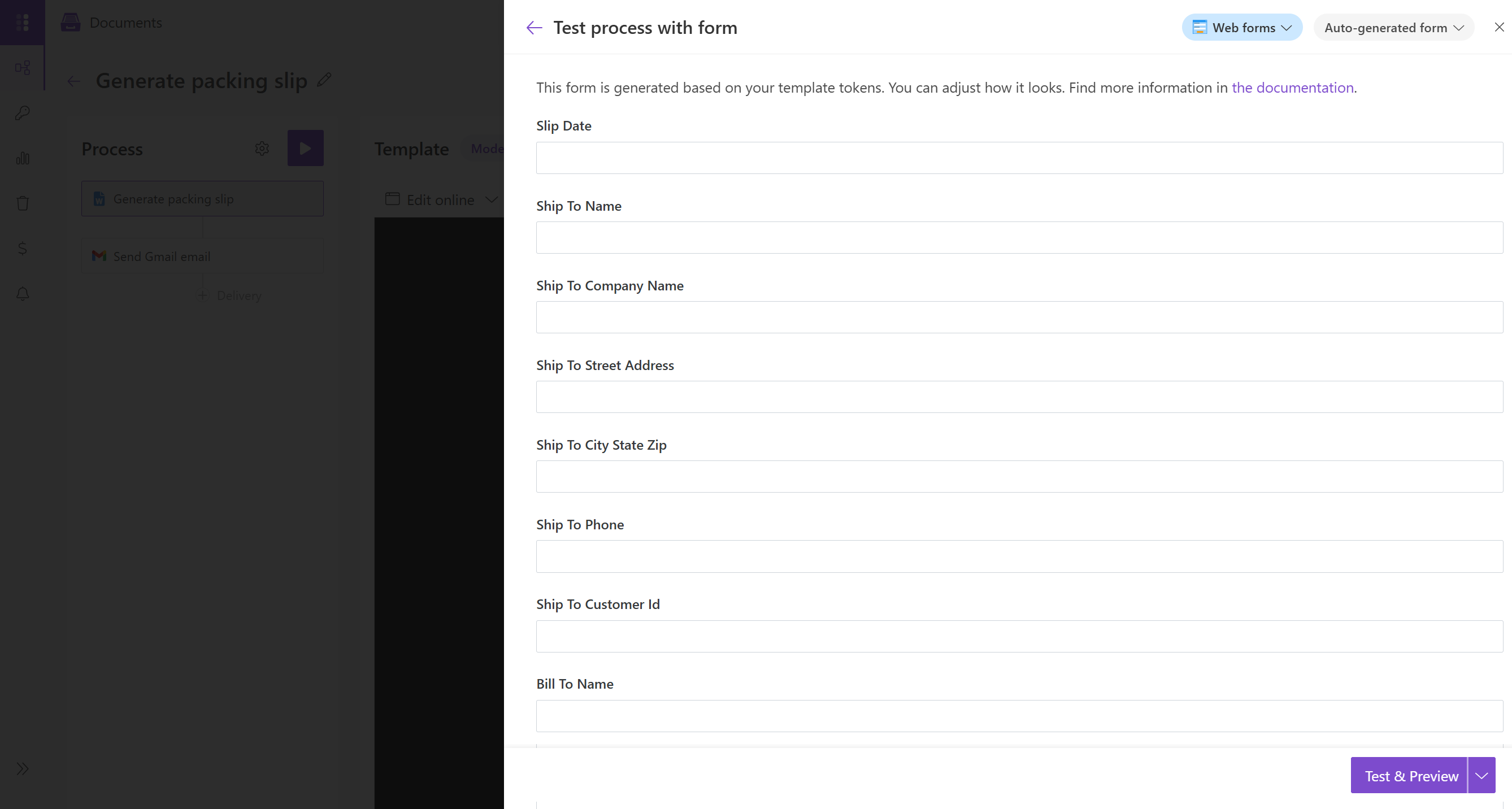 Generate packaging slip