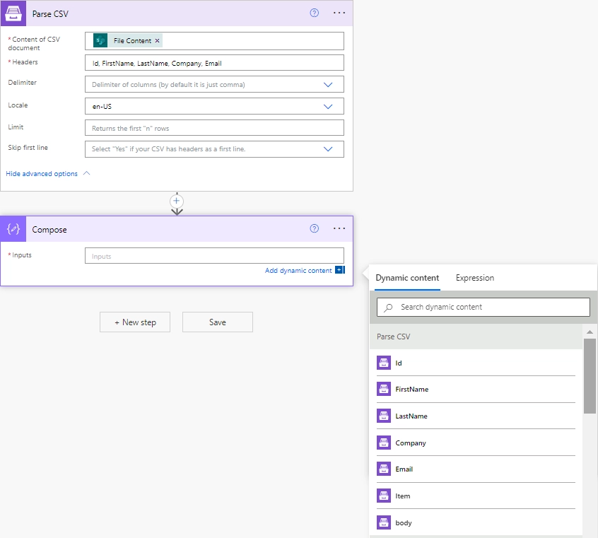 Parse CSV file