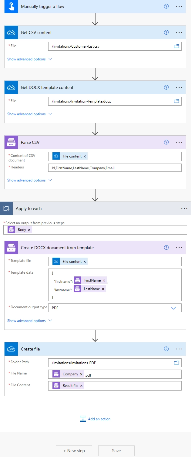 Parse CSV flow