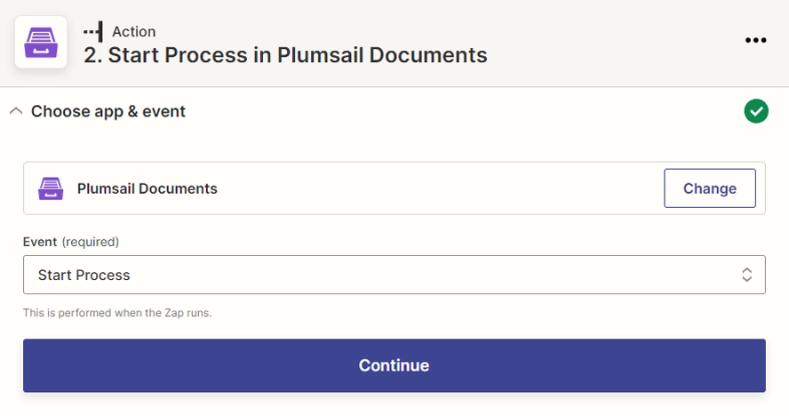 Start process in Plumsail Documents - Zapier