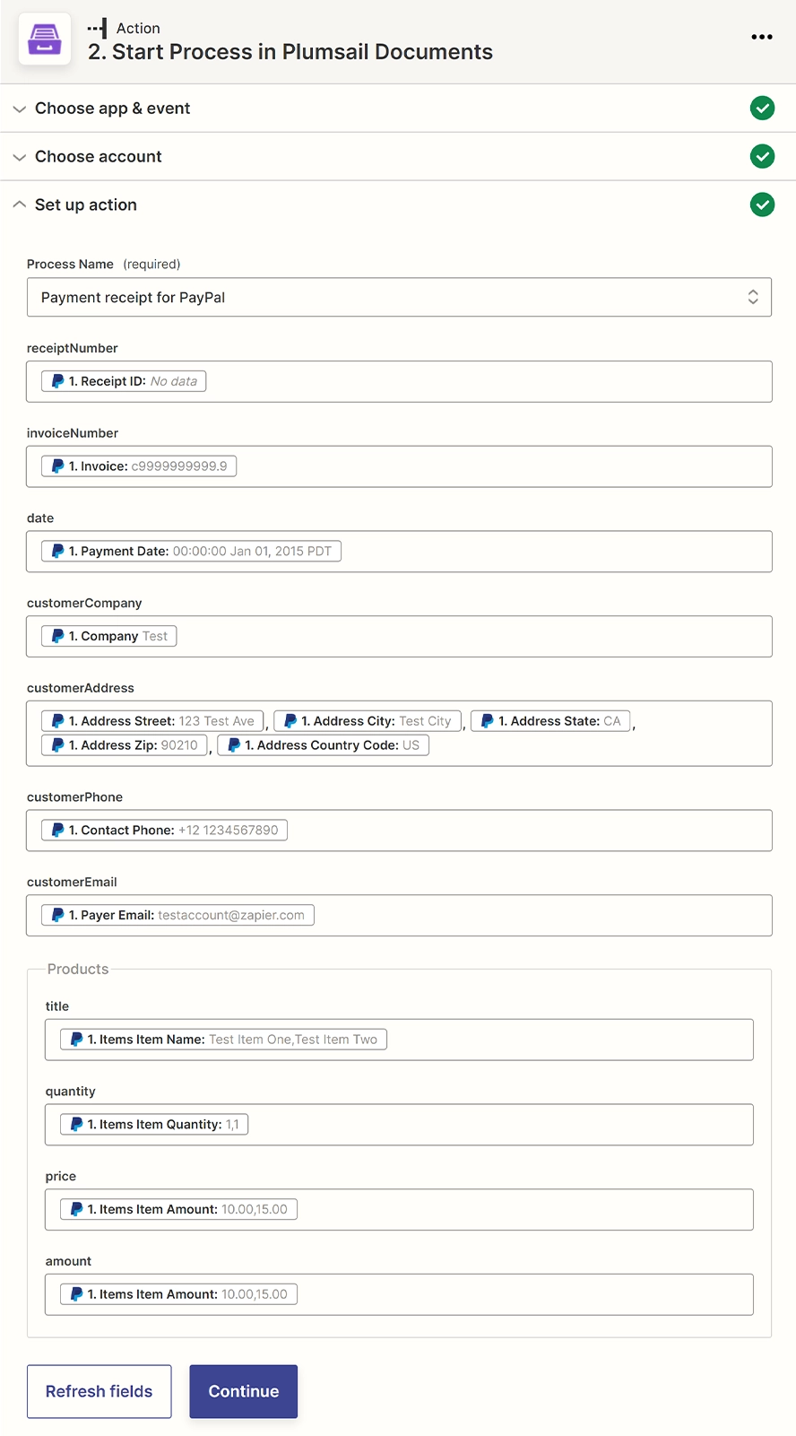 Start process in Plumsail Documents - Set up action - Zapier