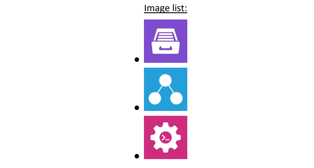 DOCX resulting document using the picture formatter in a bullet point list