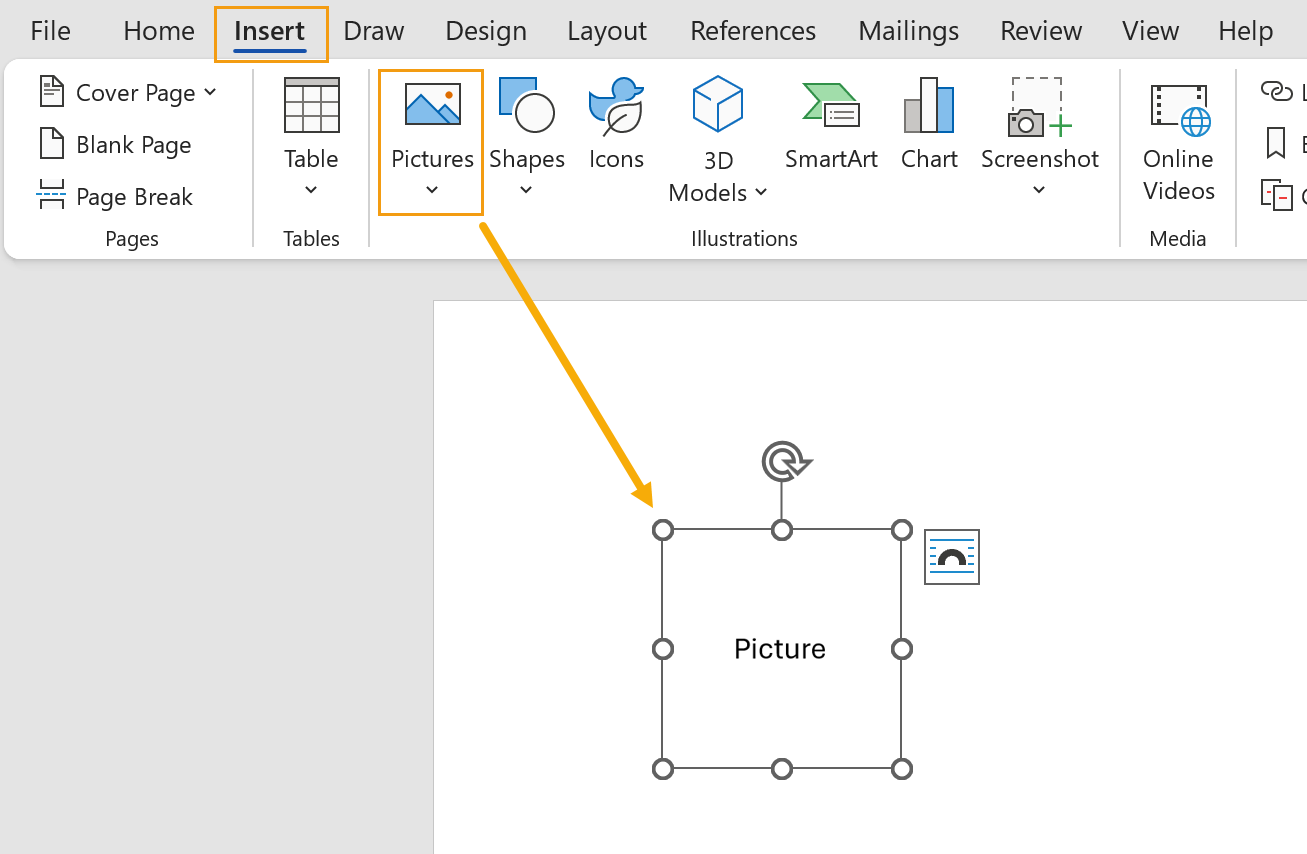 Inserting picture object