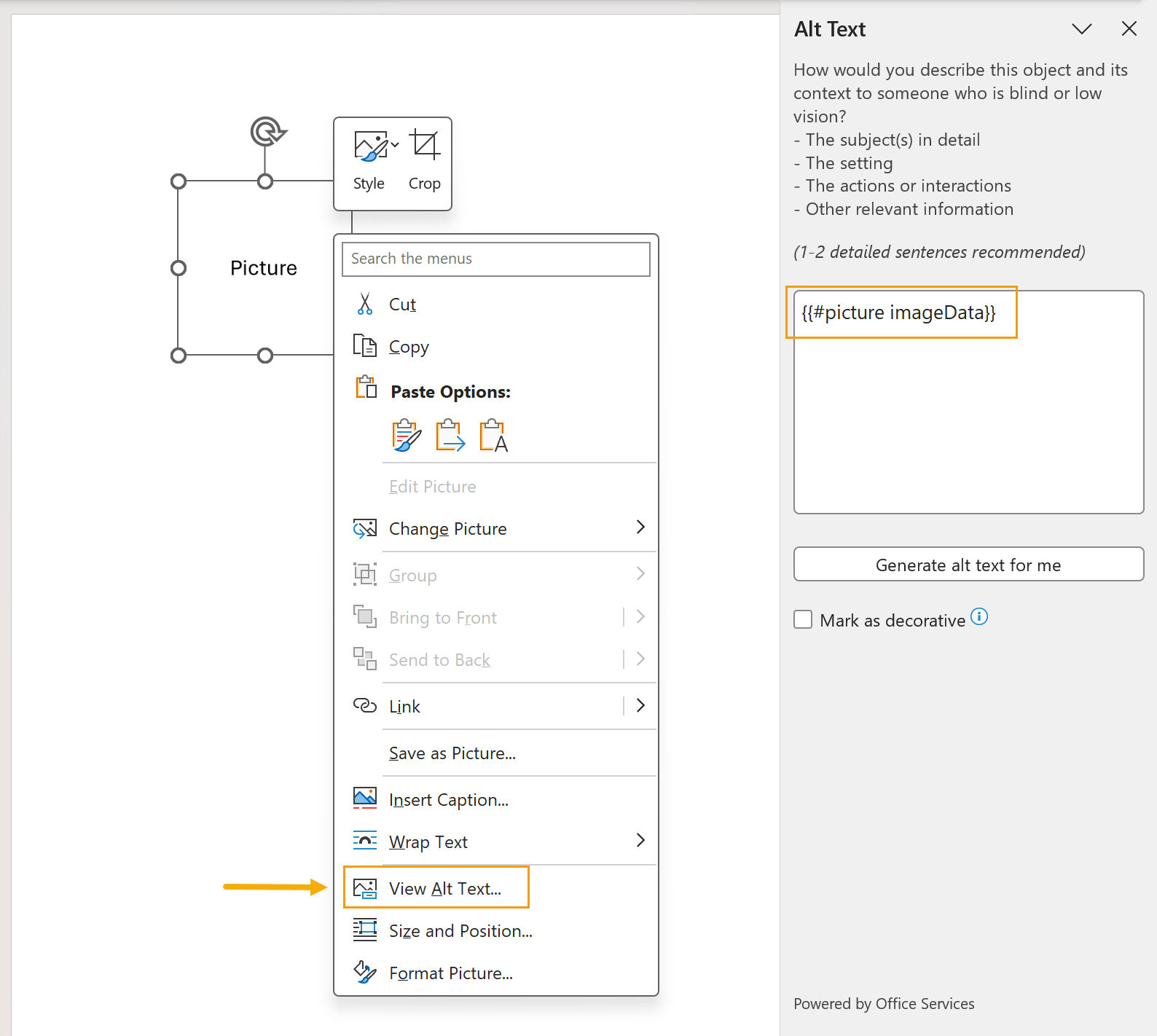 Using the #picture operation in a placeholder image