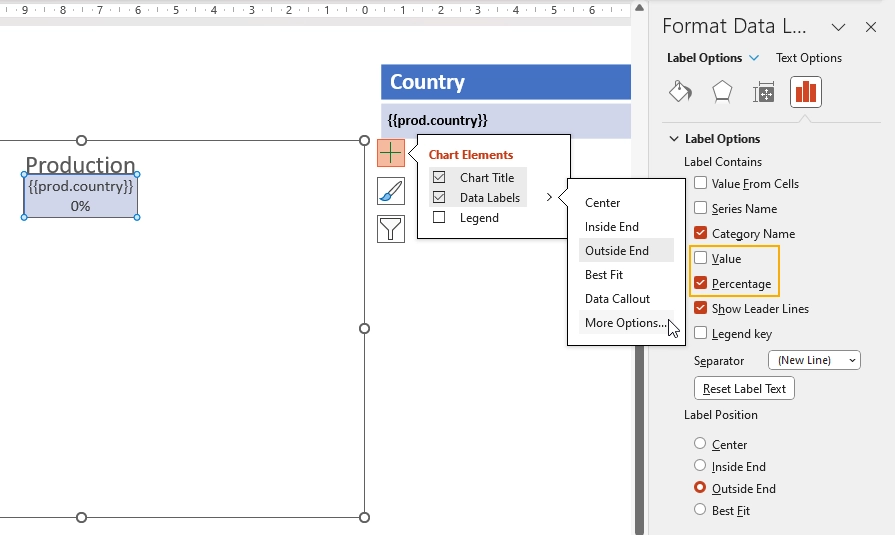 Data Label settings