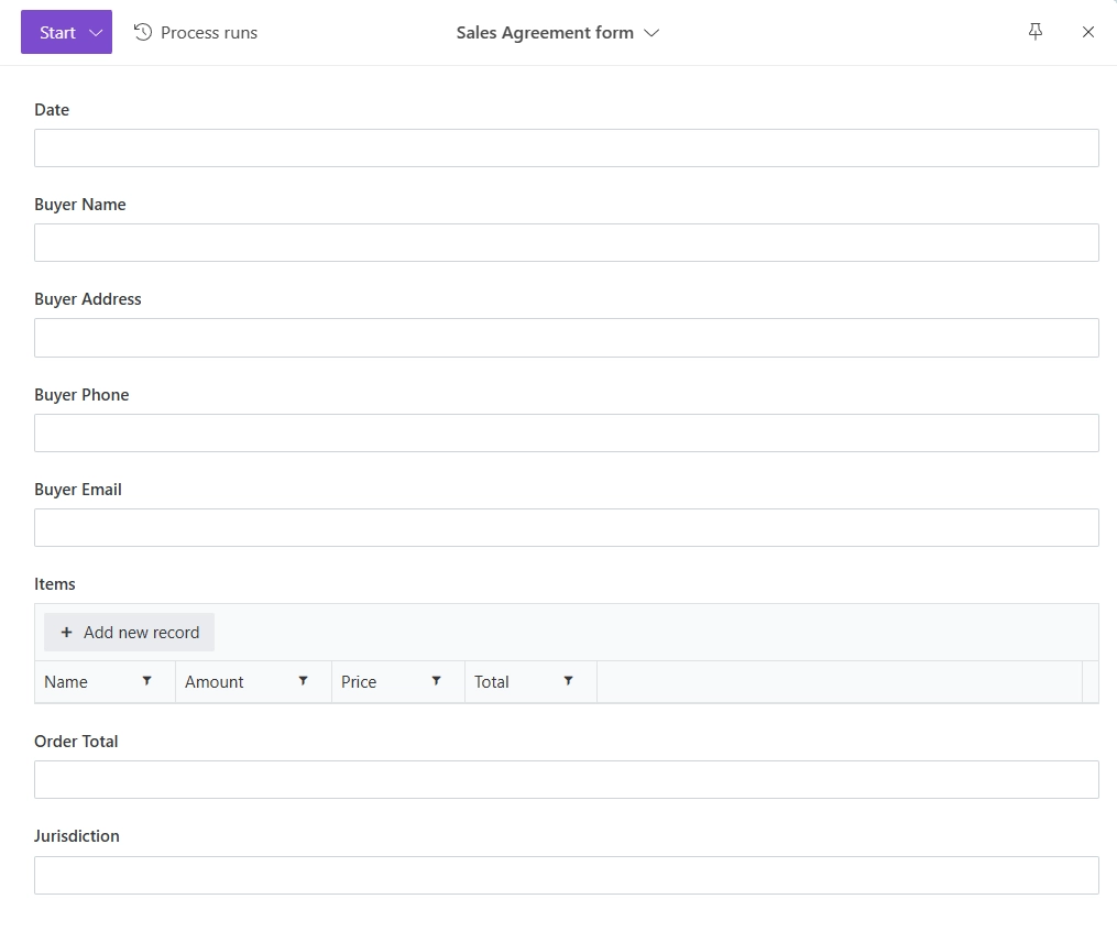 Data capture form