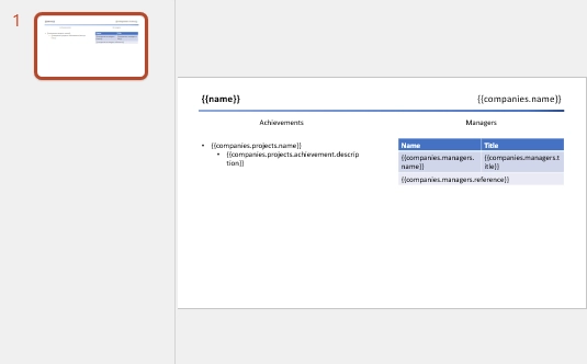 Loops and nesting template