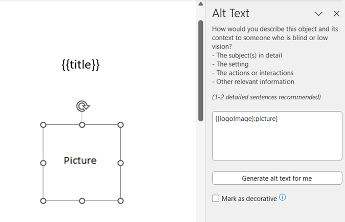 Insert picture in PPTX