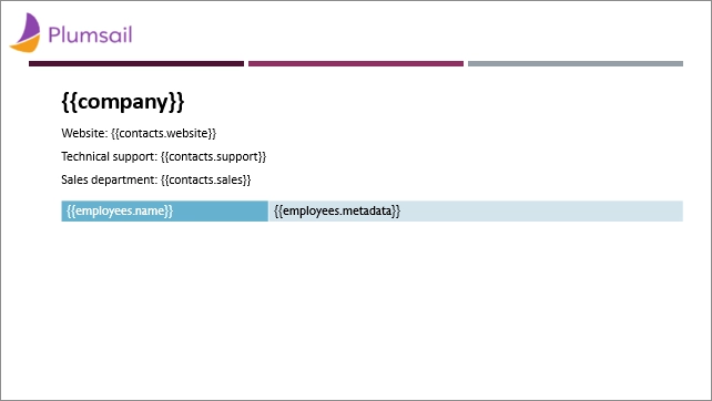 Dynamic table columns template