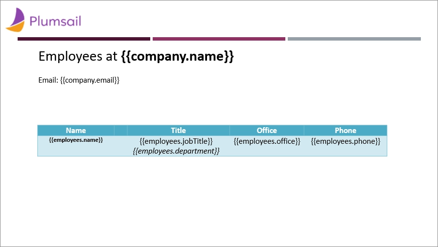 Regular table template
