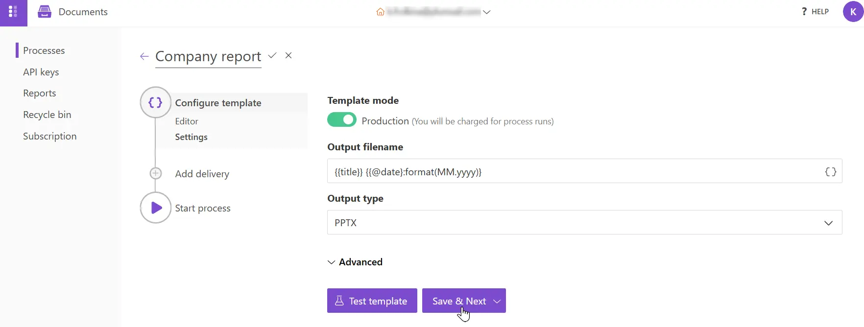 PPTX template settings