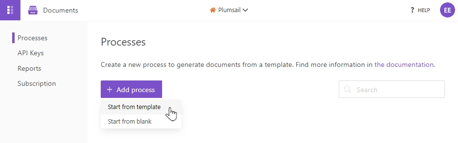 Add process button