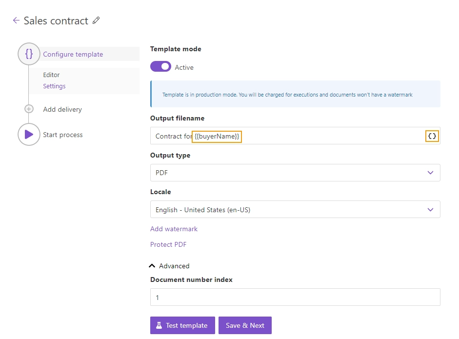 Configure template