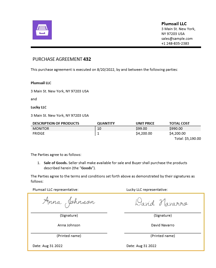 Contract signed with Xodo Sign
