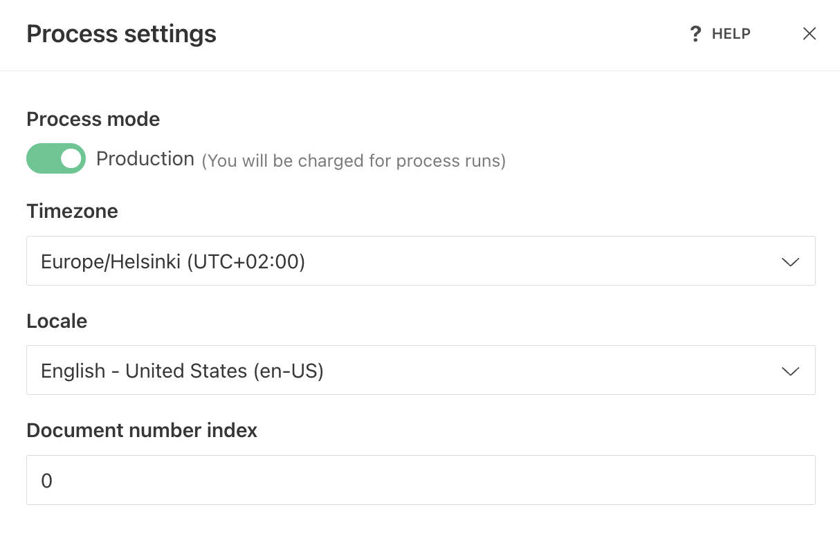 Process settings substep