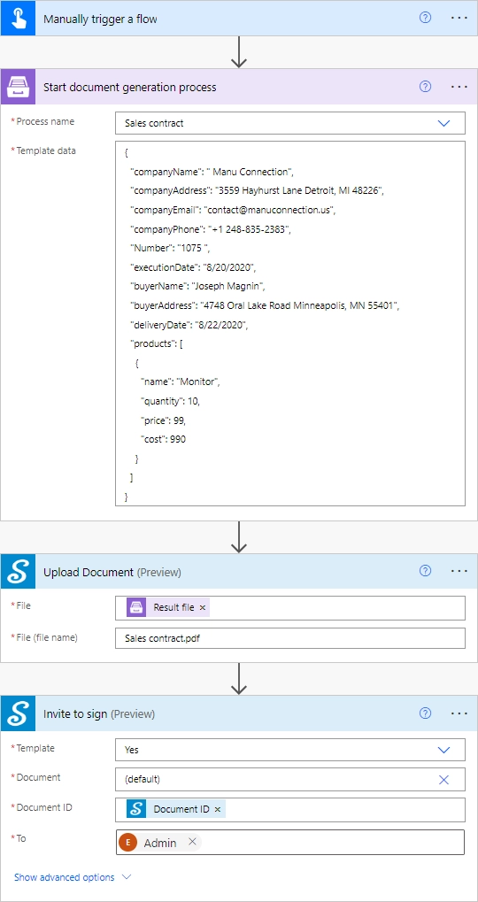 Create an agreement and sign with signNow flow