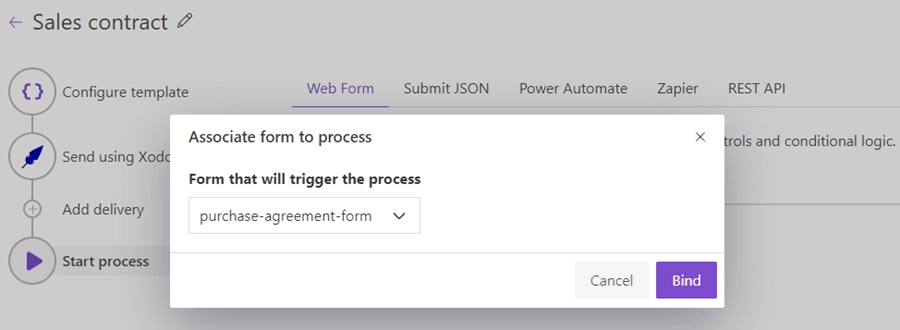 Select form to bind