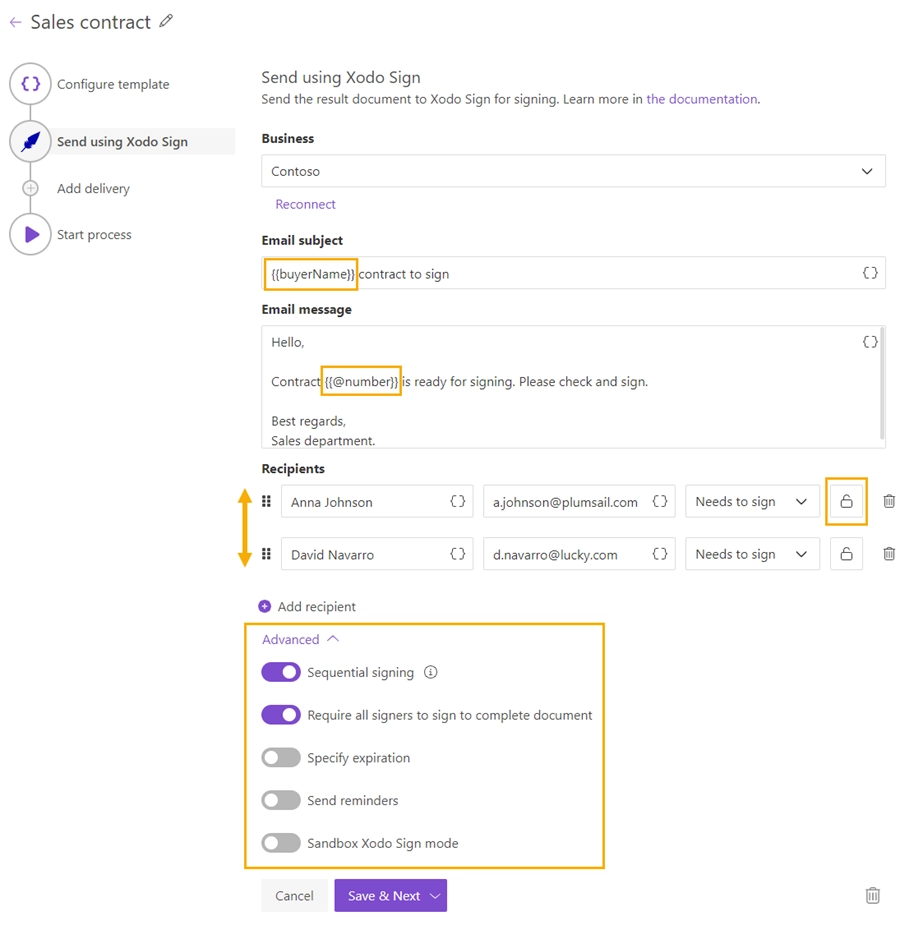 Xodo Sign general settings