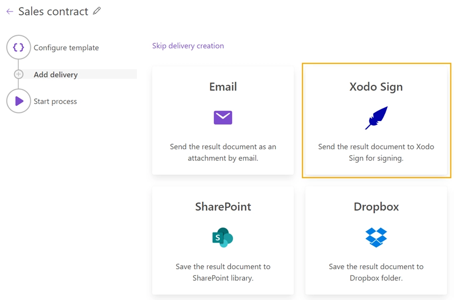 Add Xodo Sign delivery