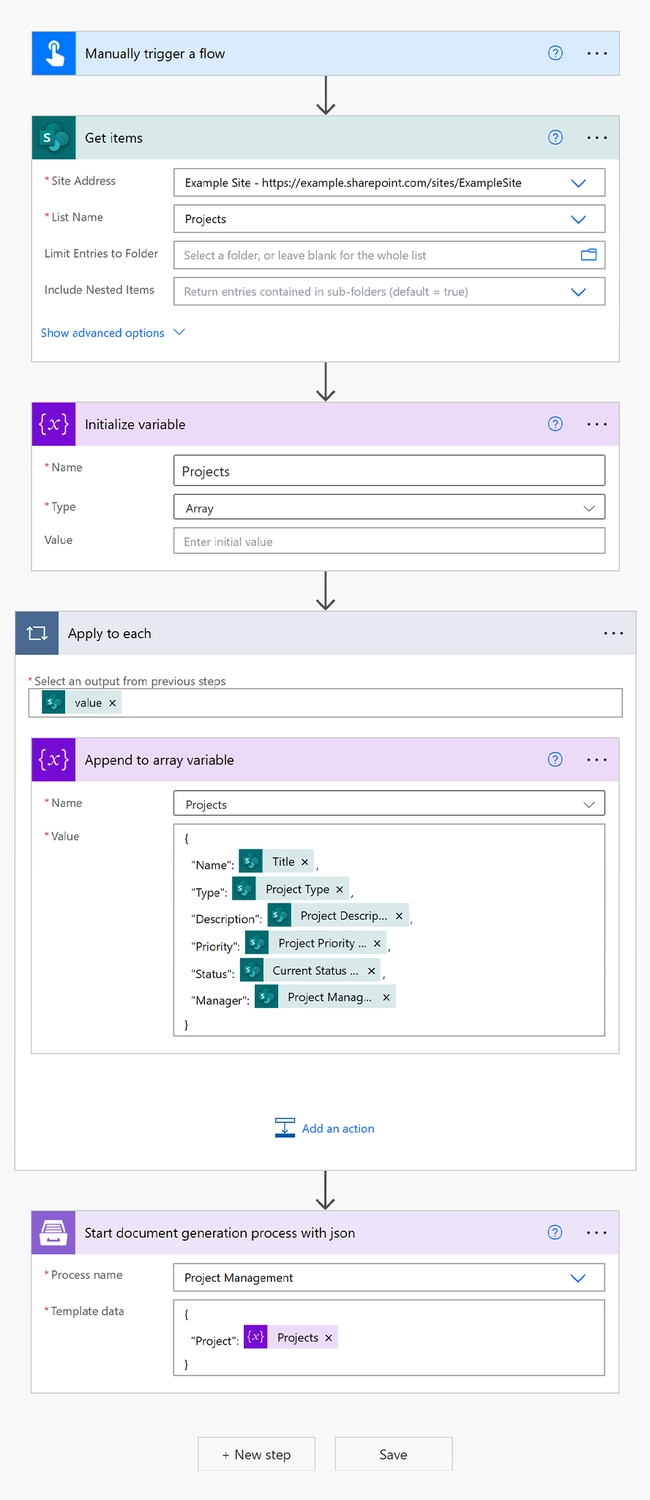 Generate PowerPoint presentations in Plumsail Documents from SharePoint list Flow