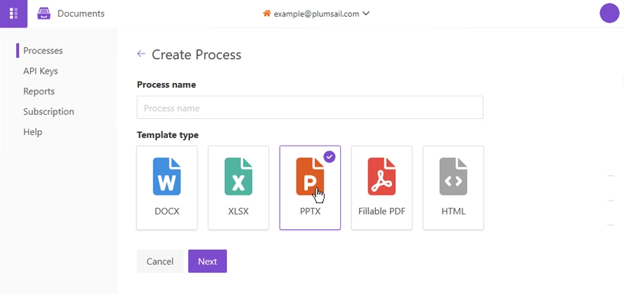 Configure process to handle PPTX documents
