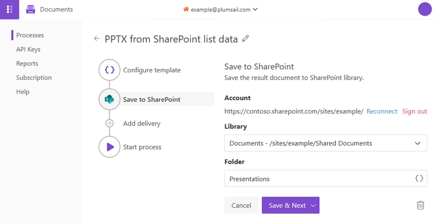 SharePoint delivery for PowerPoint presentation