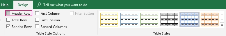 Remove the header row