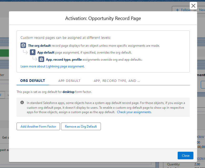 Set as org default