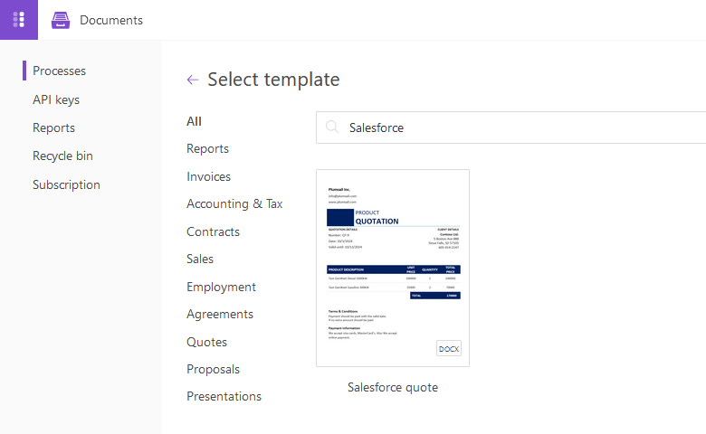 Salesforce create process from template